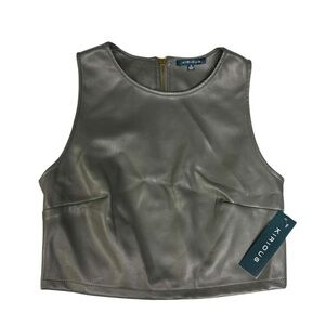 Gray Leather Crop Top
